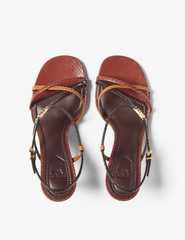 Multicolor metallic ayes high-heeled sandals