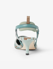 Medium-heeled sling backs in light blue FF fabric