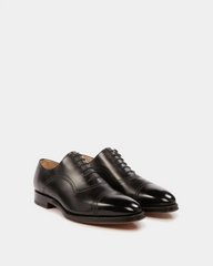 Scanio Leather Oxford Shoes In Black