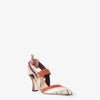 High-heeled mesh and multicolor ayes leather sling backs