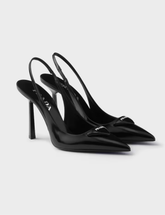 Brushed leather slingback pumps