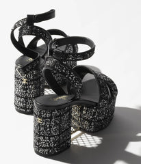 Glittered Tweed Sandals