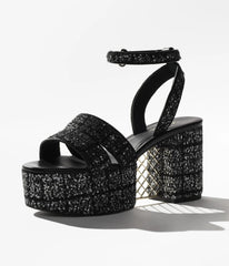 Glittered Tweed Sandals