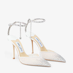White Mesh Crystal Pumps