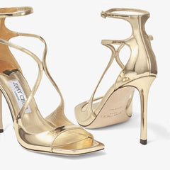 Gold Liquid Metal Leather Sandals