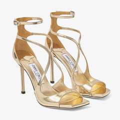 Gold Liquid Metal Leather Sandals