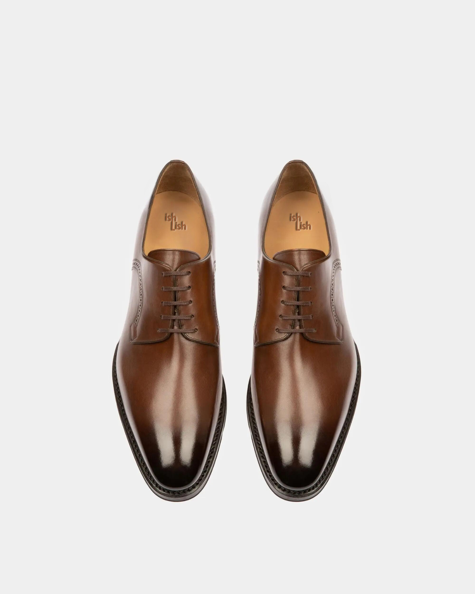 Scamardo Men's Leather Derby Lace-Up Shoe In Mid Brown