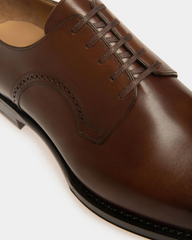 Scamardo Men's Leather Derby Lace-Up Shoe In Mid Brown
