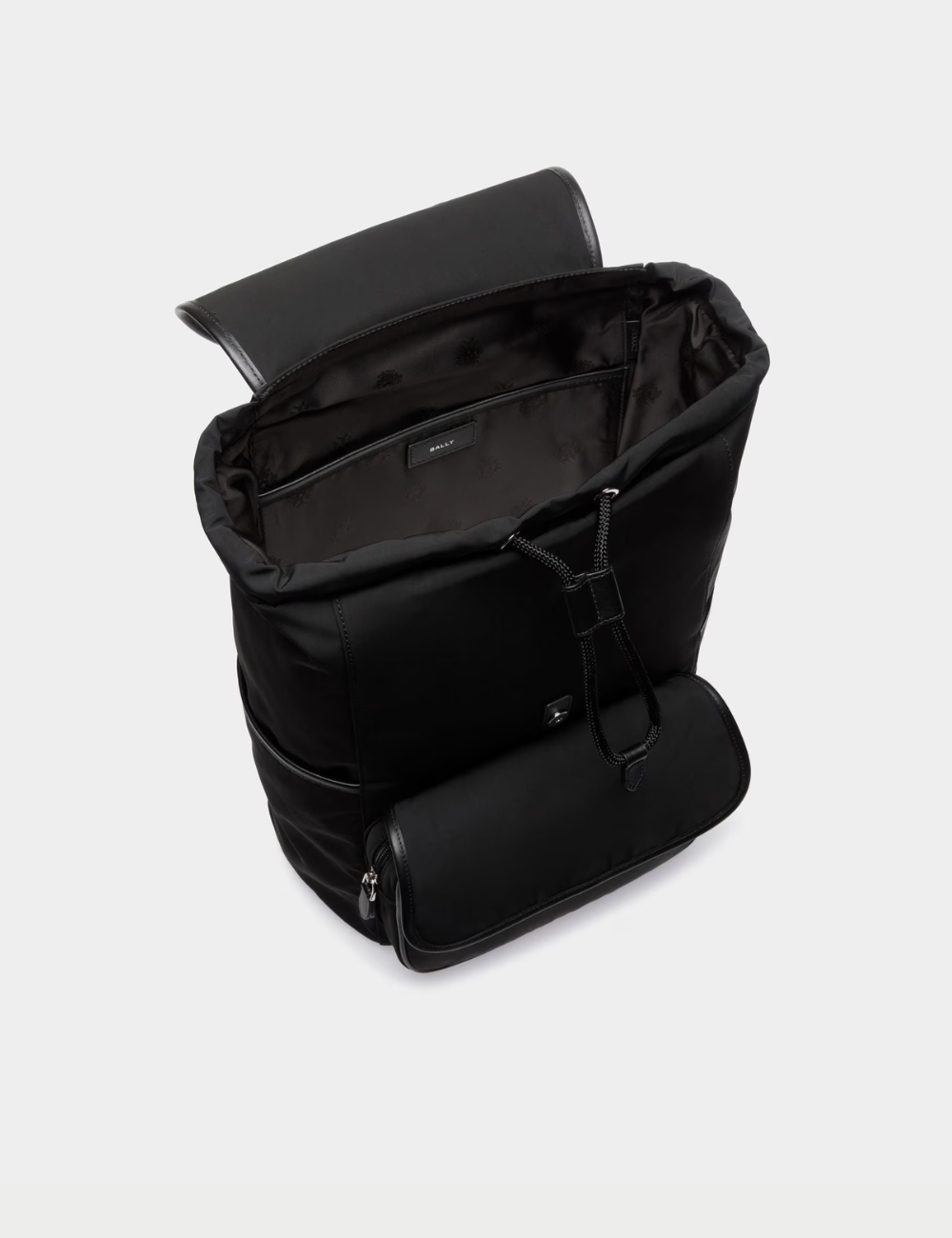 B-Light Backpack in Black Nylon and Leather
