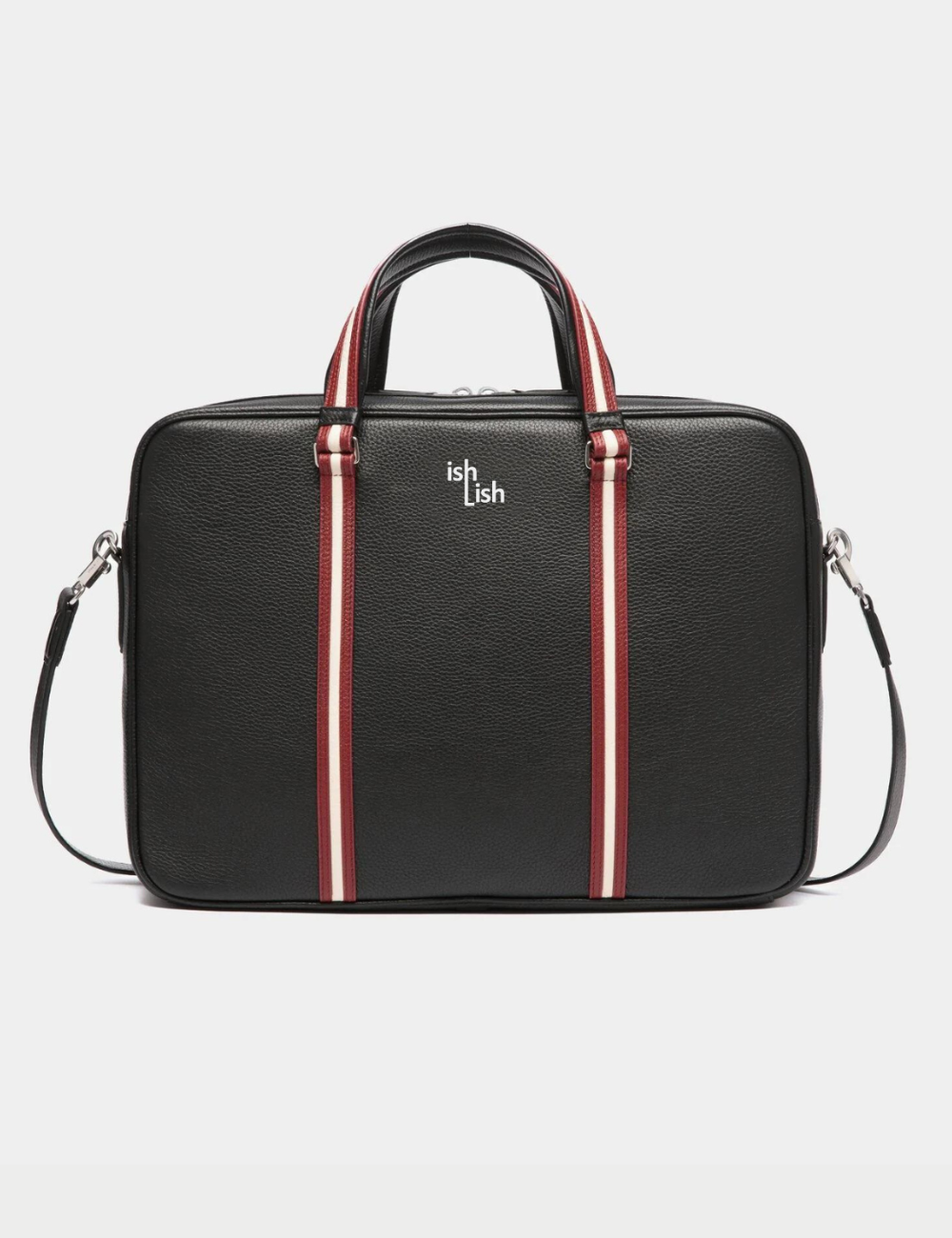 Code Briefcase In Black Grained Leather