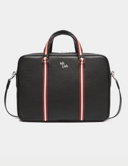 Code Briefcase In Black Grained Leather