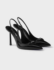 Brushed leather slingback pumps