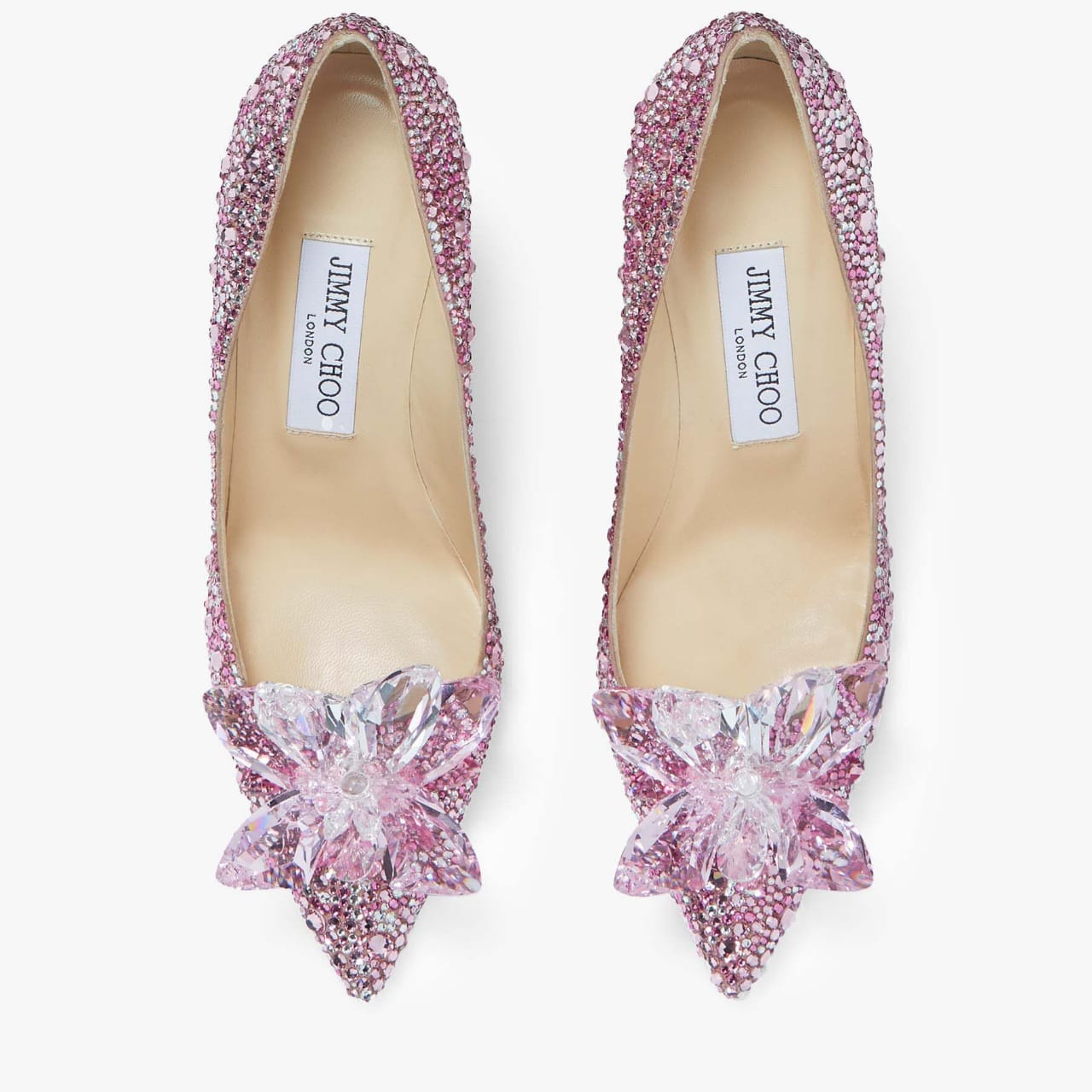 Rose Mix Suede and Crystal Covered Pointy Toe Pumps