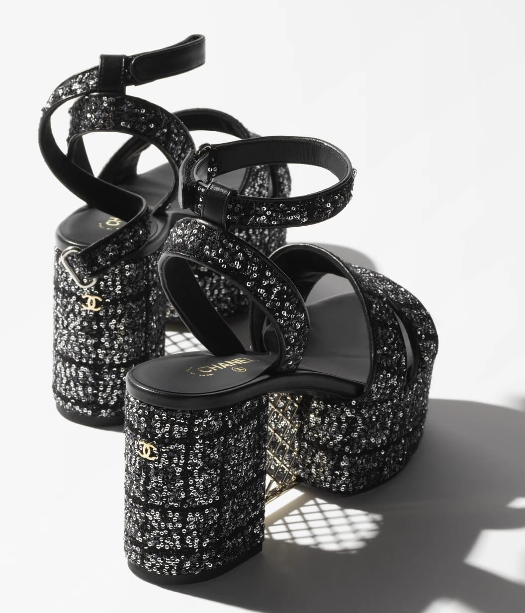Glittered Tweed Sandals