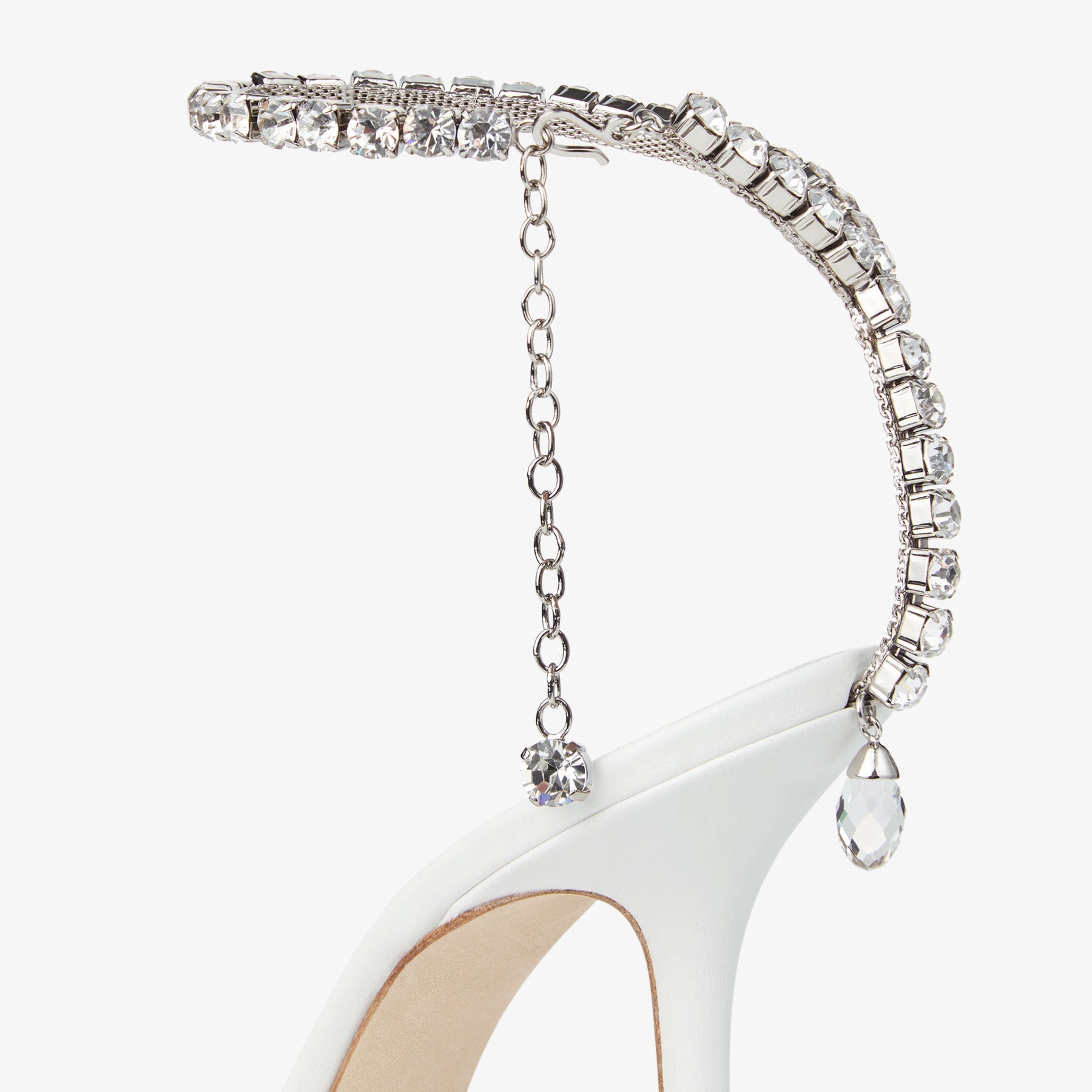 White Mesh Crystal Pumps