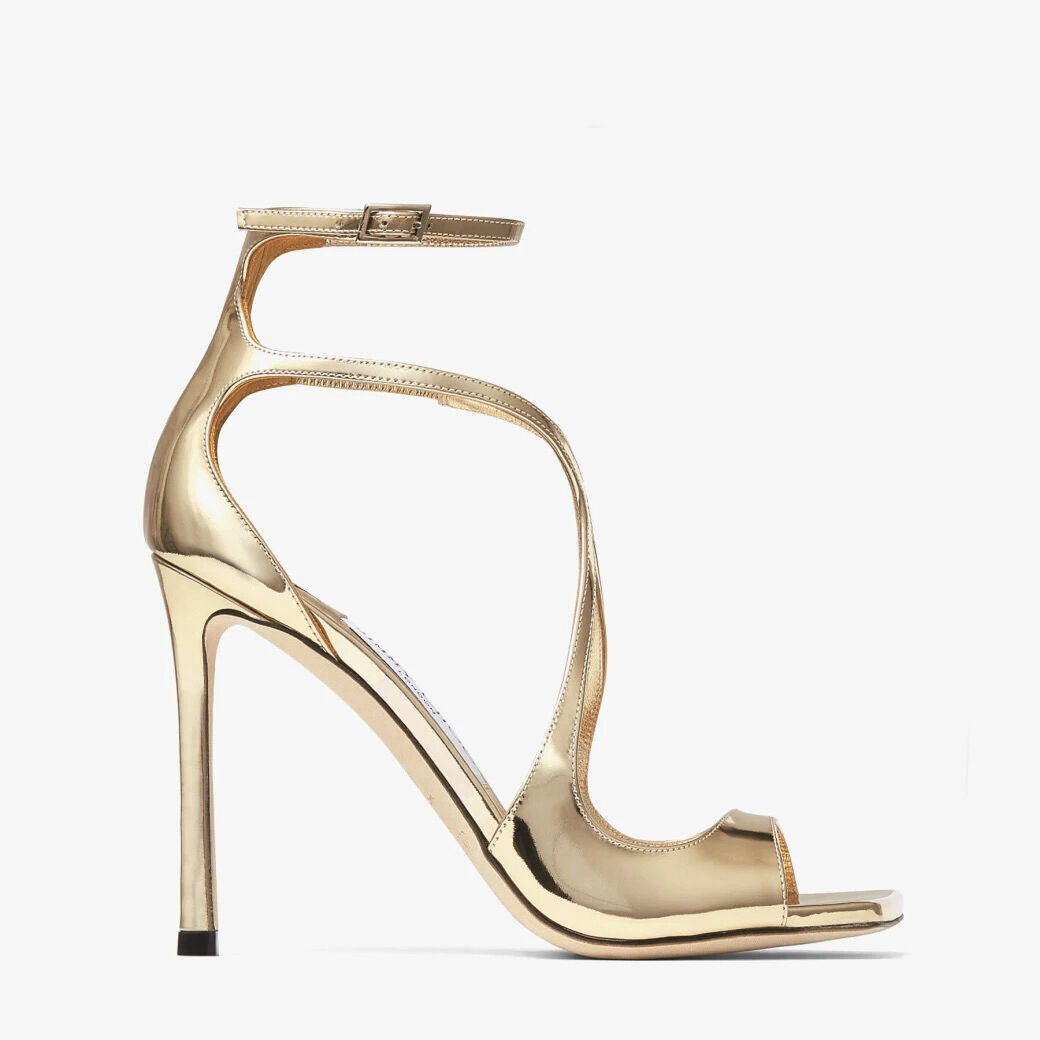 Gold Liquid Metal Leather Sandals